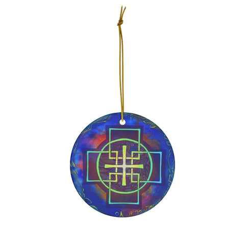 Blue Swedenborg Cross Ceramic Ornament